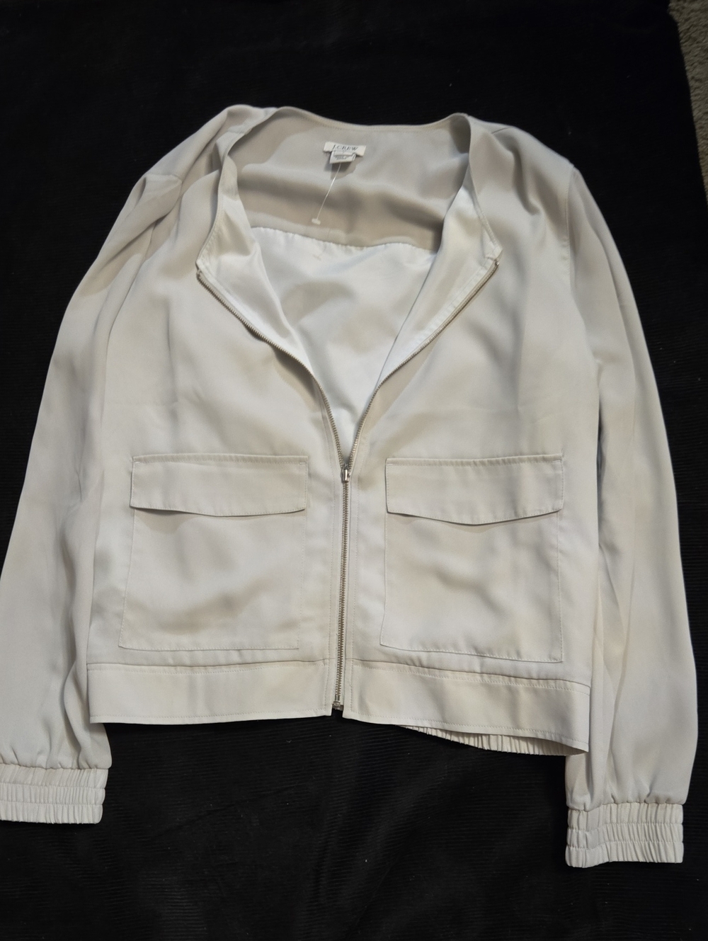 J. Crew Cream Zip-Front Bomber Jacket